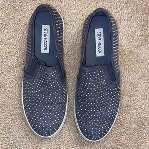 Steven Madden grey beaded slip ons